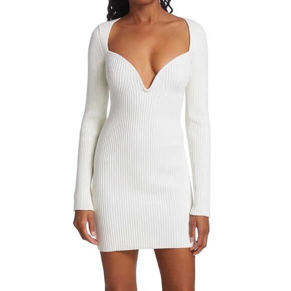 NWT Gauge81 White Wool Blend Mija Ribbed Mini‎ Dress Size Small $660 - Picture 4 of 13